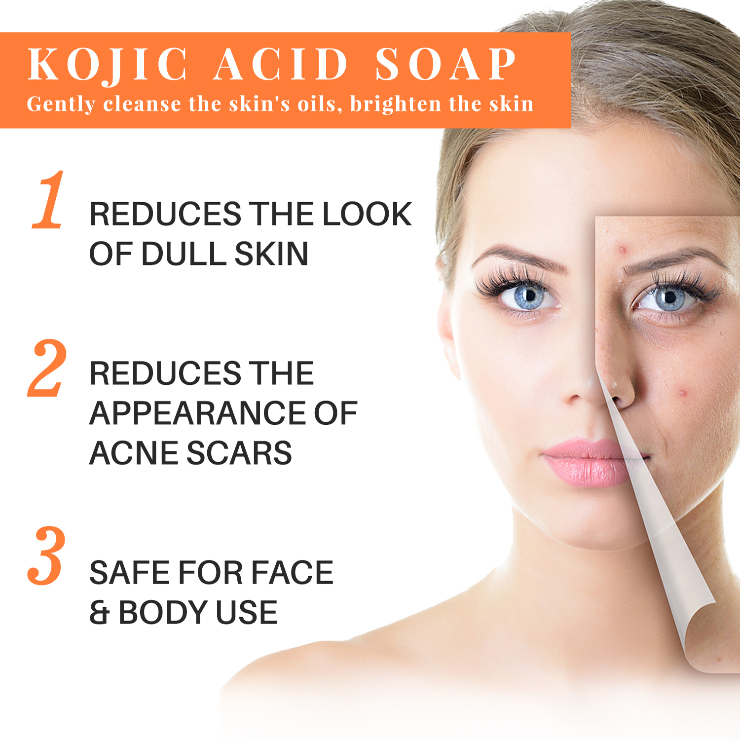 Kojic Acid สบู่ล้างหน้าทำความสะอาดได้อย่างล้ำลึกควบคุมความมันให้ความชุ่มชื้นดูแลผิว X2 65กรัม sabun pencerah