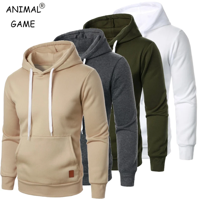 Męskie bluzy z kapturem i kołnierzem ze sznurkiem Bluzy z długim rękawem Koszule Outdoor Streetwear Jednokolorowy lekki sweter