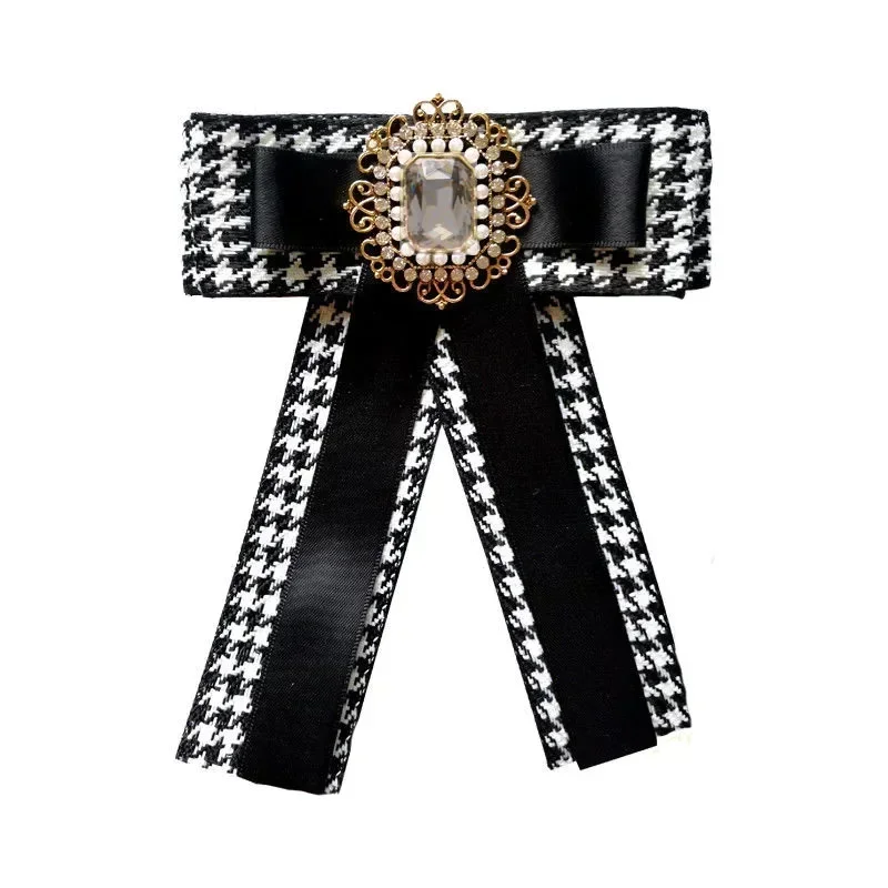 Mới Retro Ong Thắt Nơ Hàn Quốc Cao Cấp Trường Cao Đẳng Ngọc Trai Phong Cách Đá Bowtie Áo Sơ Mi Pin Vòng Cổ Phụ Kiện Hoa Quà Tặng dành Cho Nữ