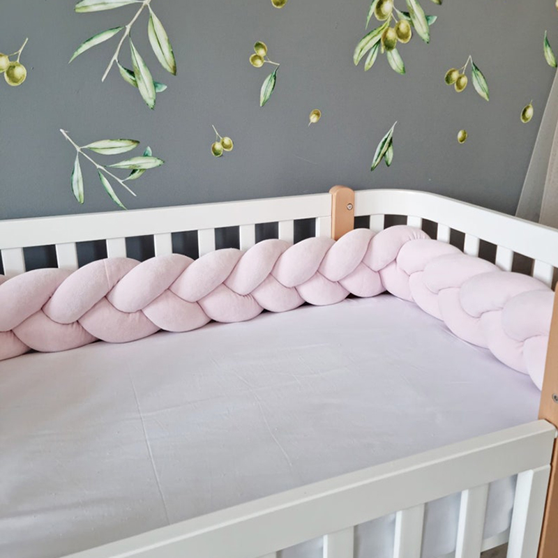 Babybedje Bumper Dikker Gevlochten Knoop Wieg Rond Kussen Cot Protector Kussens Pasgeborenen Kamer Beddengoed Decor Kamer Decoratie 1-4m