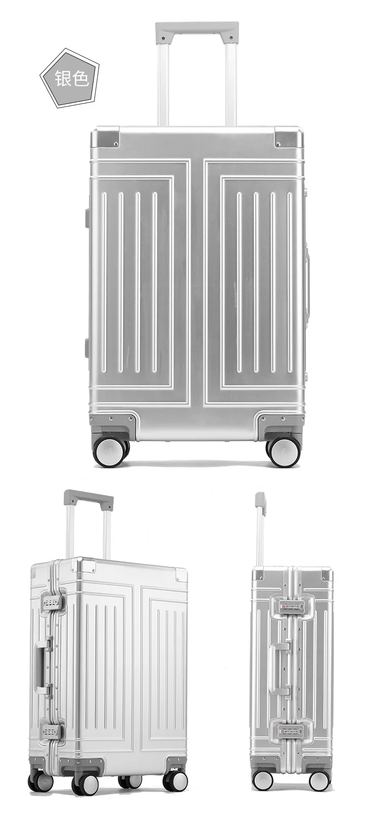 Langlebige Gepäcksets mit 2024 Kapazität, 100 % Aluminium, Kofferräder, Damen, Mädchen, Herren, Handgepäck, Boarding, Reisen, 20/24/26/28