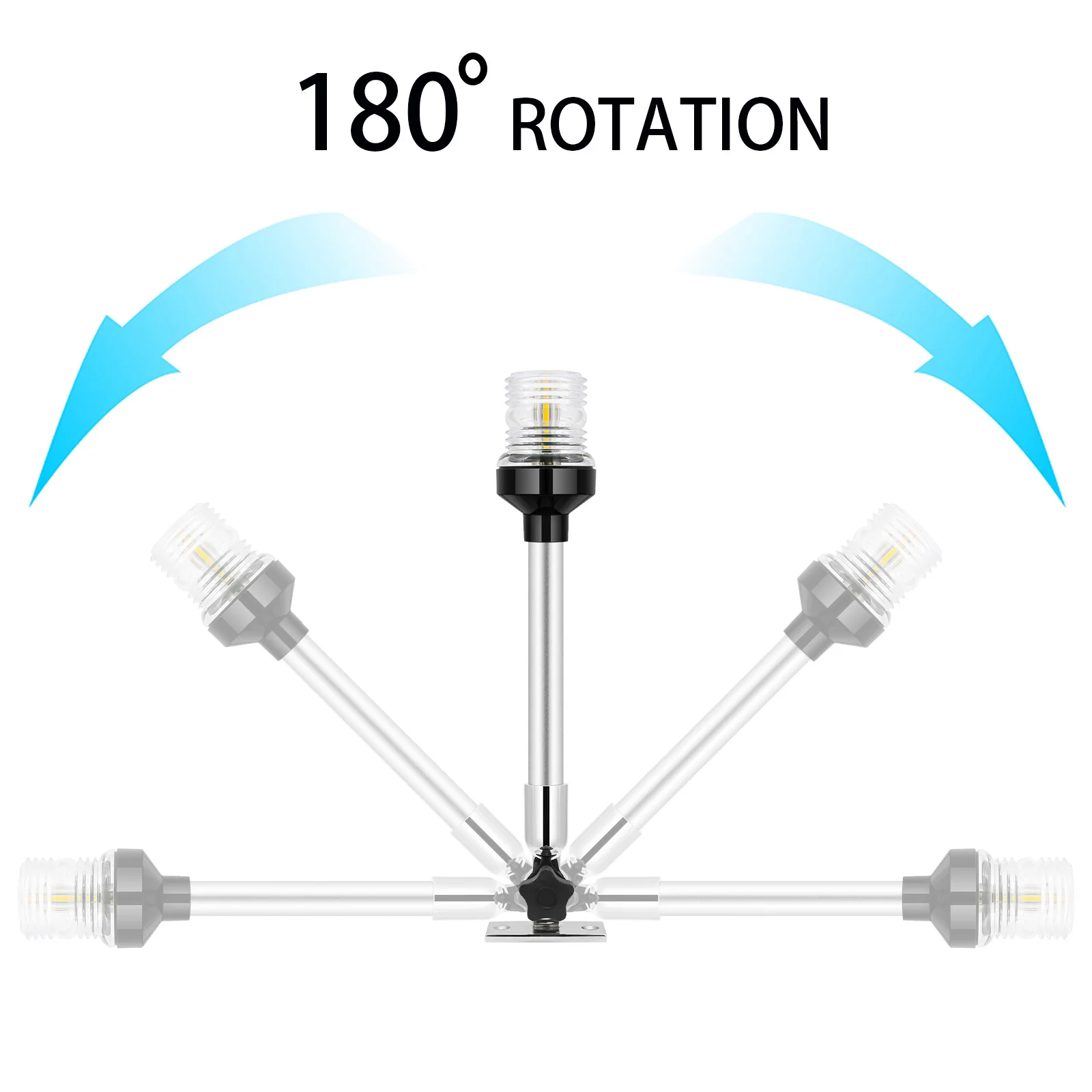 Dobrável para baixo led barco luz de navegação 360 graus 6/12/22 polegada vela sinal luz âncora para iate barco marinho 12v 24v