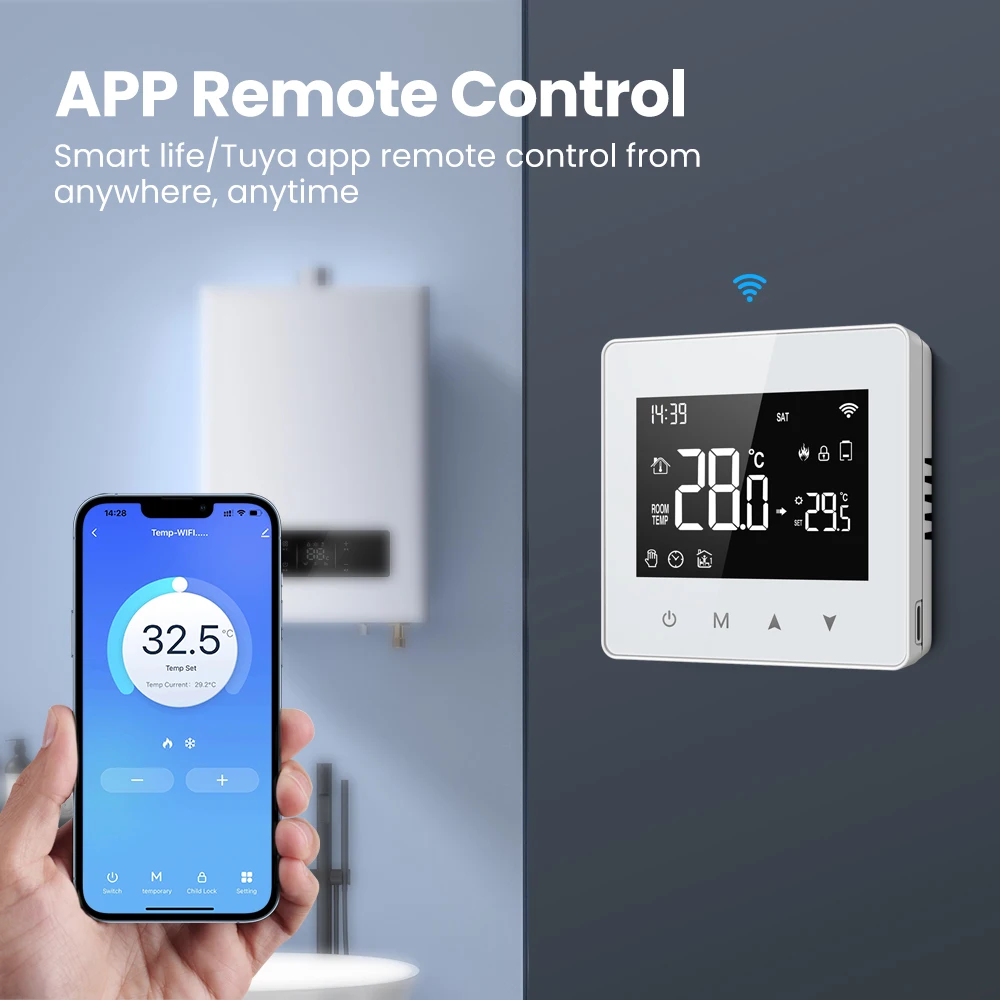 Avatto Tuya เทอร์โมอัจฉริยะ WIFI, ตัวควบคุมอุณหภูมิหม้อต้มน้ำรุ่นแบตเตอรี่พลังงานต่ำ Alexa Google Home ALICE