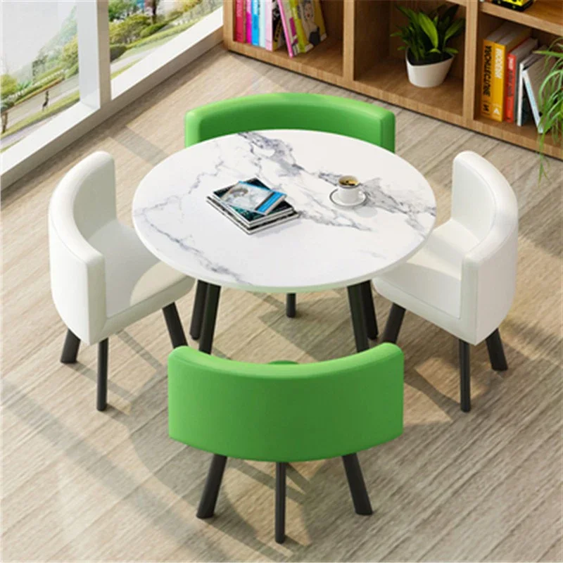 Juego de mesa de centro de estilo moderno de lujo, nuevo diseño, mesas de comedor redondas y 4 sillas, se pueden personalizar, 2024