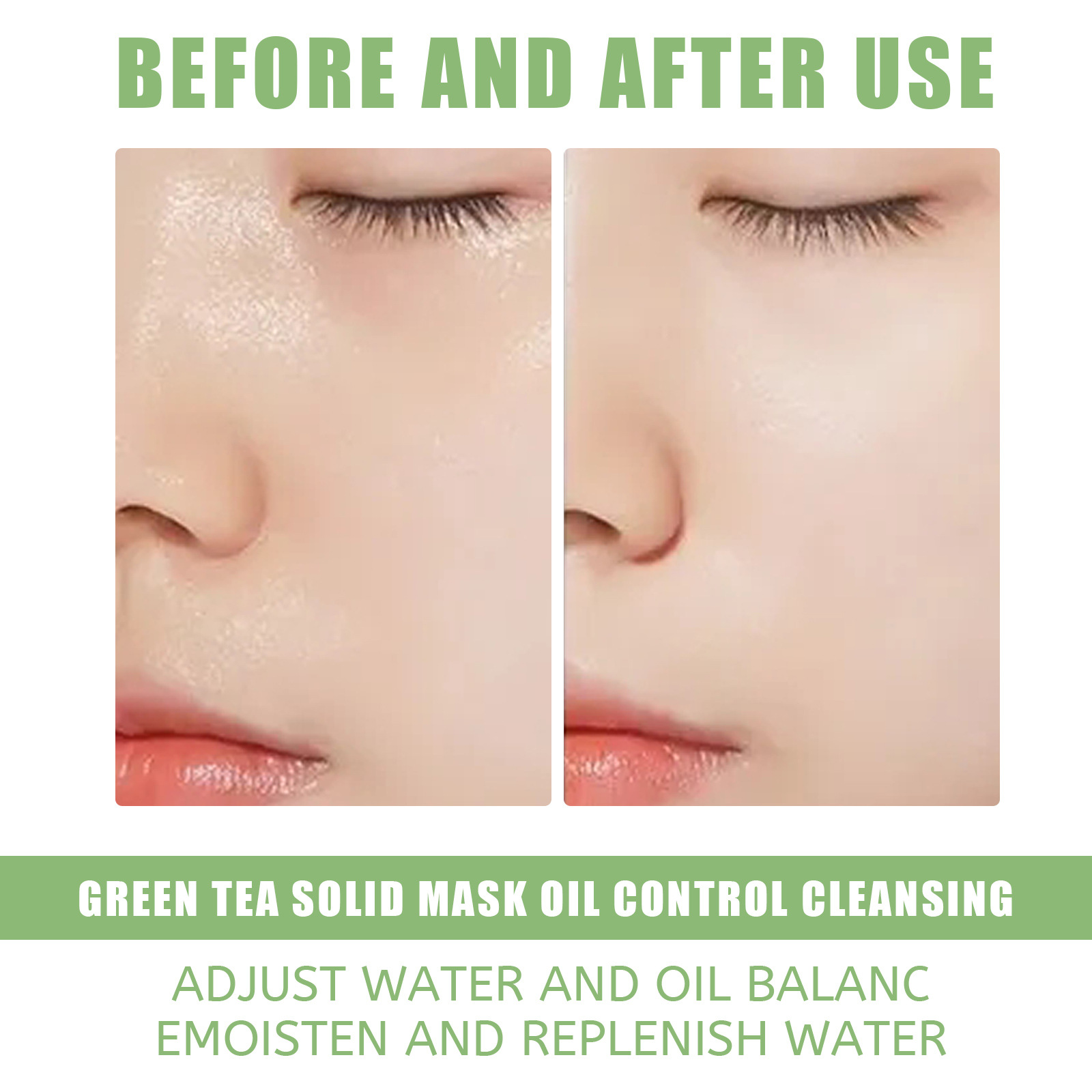 Green Tea Cleansing Solid Face Mask Cleansing Pores Remove Acne Blackhead Oil Control Shrink Pores Brightening Face Skin Care