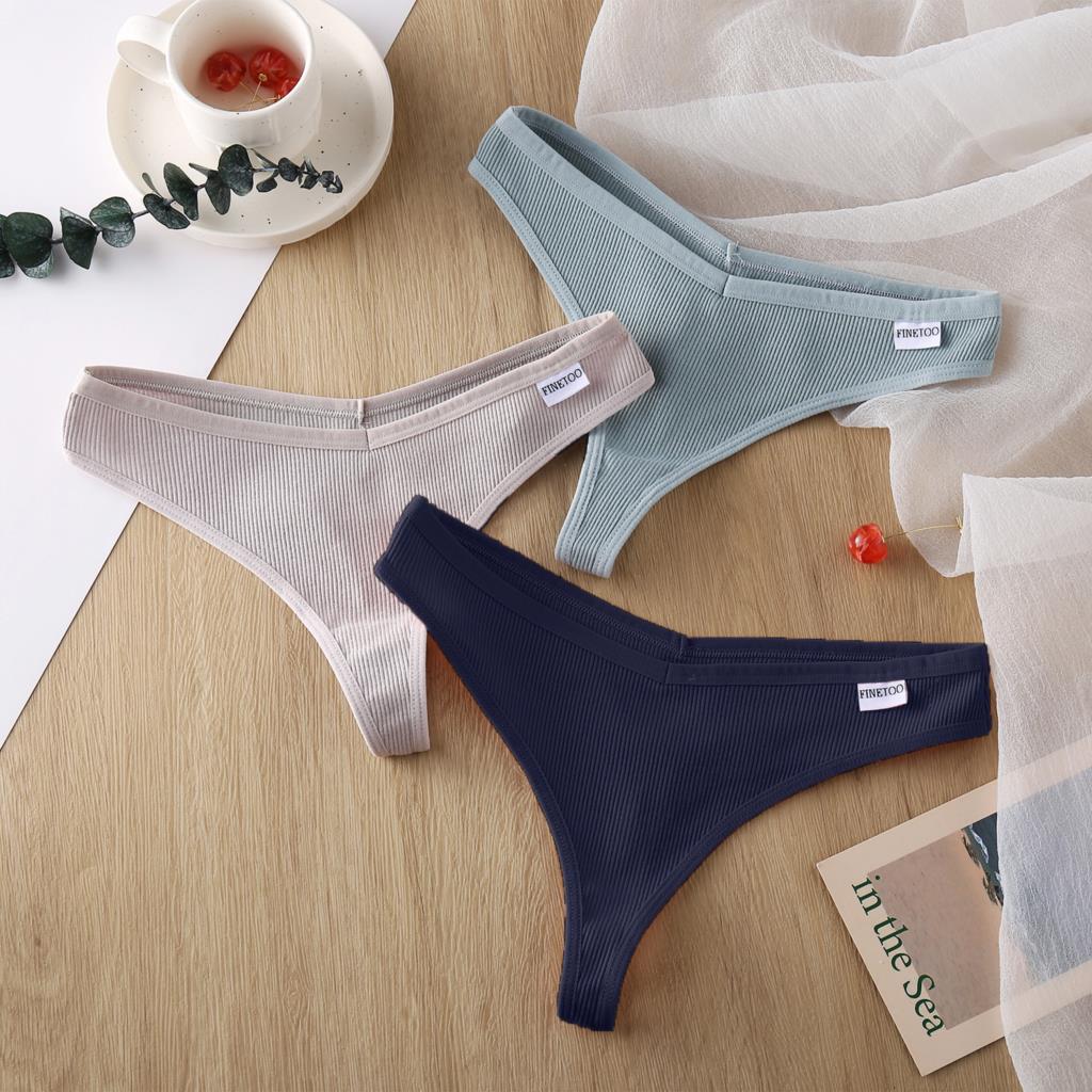 3 pièces/ensemble femmes coton tongs culottes Sexy taille basse string slips dames Lingerie brésilienne filles respirant intimes Bikini