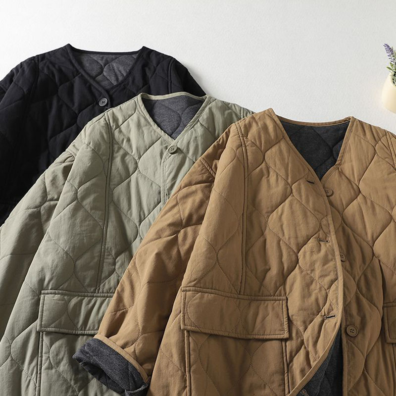 Jaqueta acolchoada longa e larga para mulheres, Parkas leve, sobretudo de algodão, de peito único, feminina, outono, inverno, nova