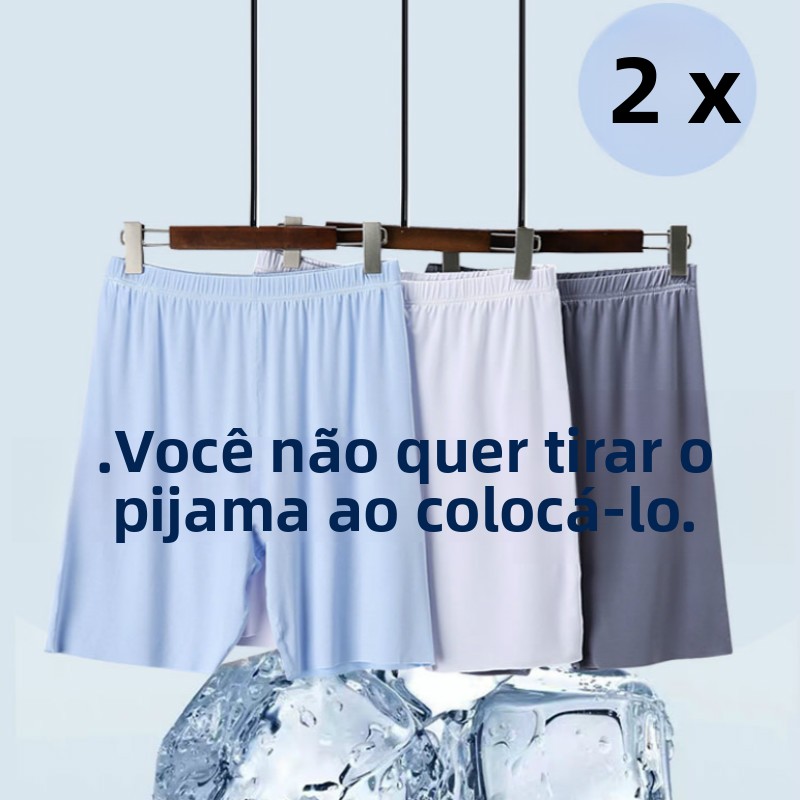 Calças Curtas Masculinas de Verão em Modal e Aodão, Soltas, para Dormir em Casa, Confortáveis, Respiráveis e Leves