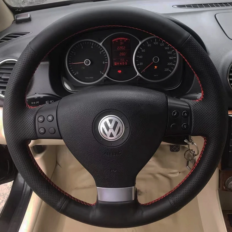 Protector para volante de coche, cuero Artificial trenzado para Volkswagen Golf 5 Mk5 Passat B6 Tiguan 2007 - 2011, accesorios para coche