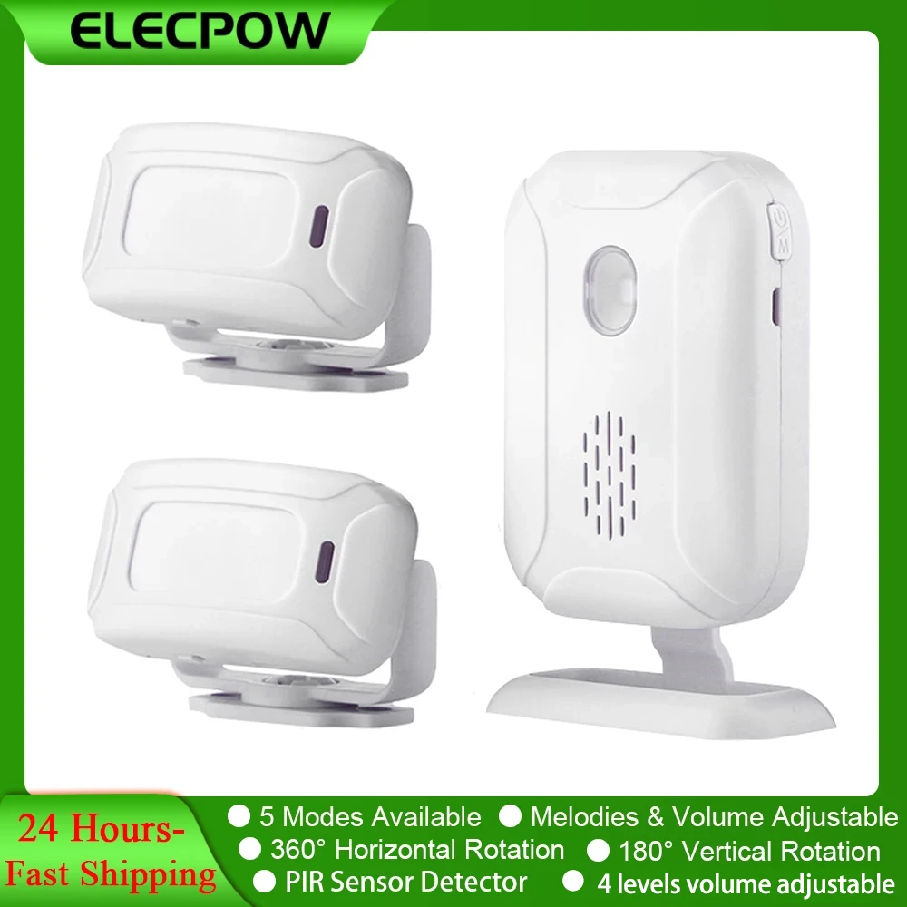 Elecpow Motion Sensor Doorbell Wireless PIR Motion Sensor Detector Security Alarm Chime Welcome Welcome Visitor Bell For Store