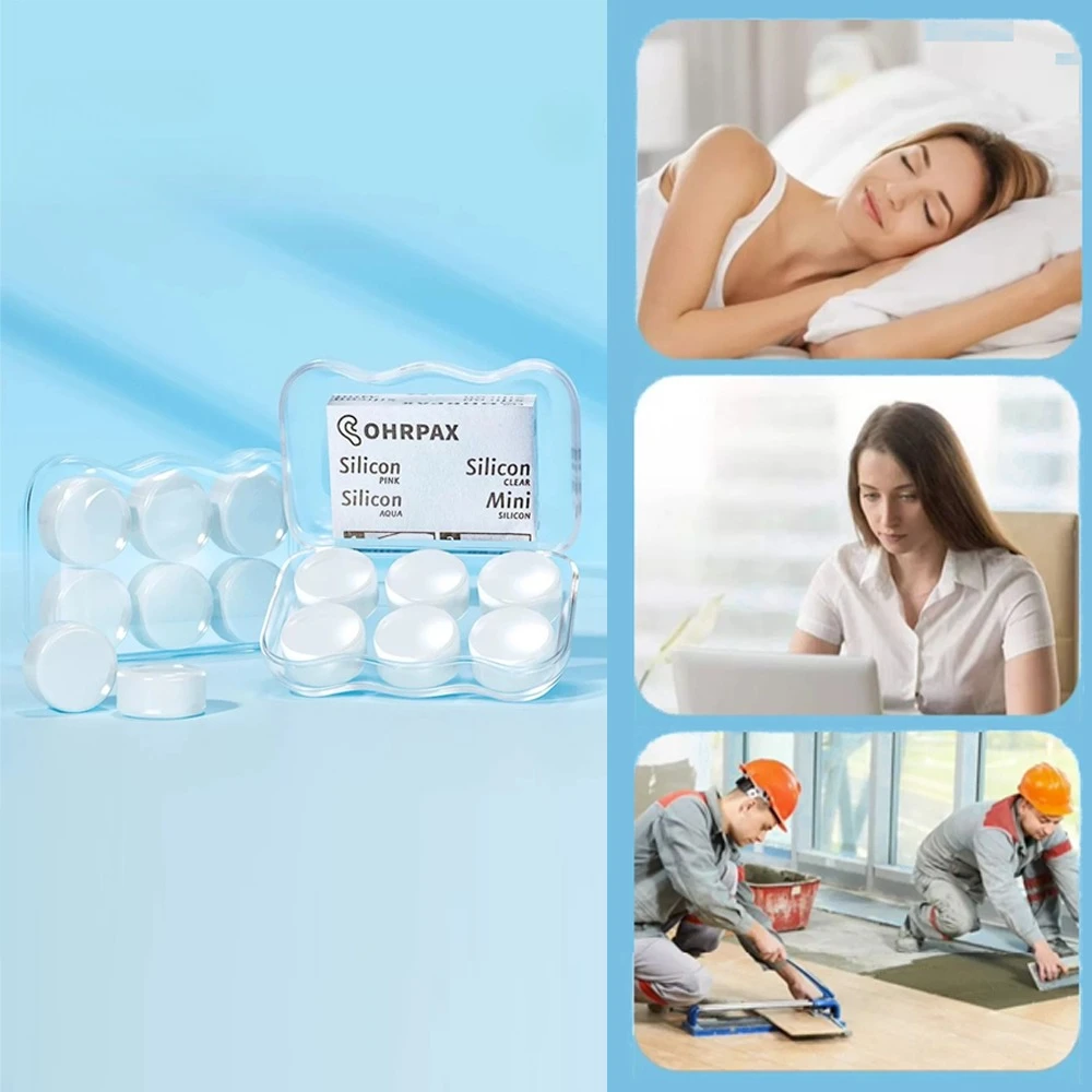 Tapones para los oídos de silicona moldeables, tapones para los oídos reutilizables antiruido, ayuda para estudiar el sueño, tapones para los oídos flexibles portátiles, protección de seguridad, 6 uds.