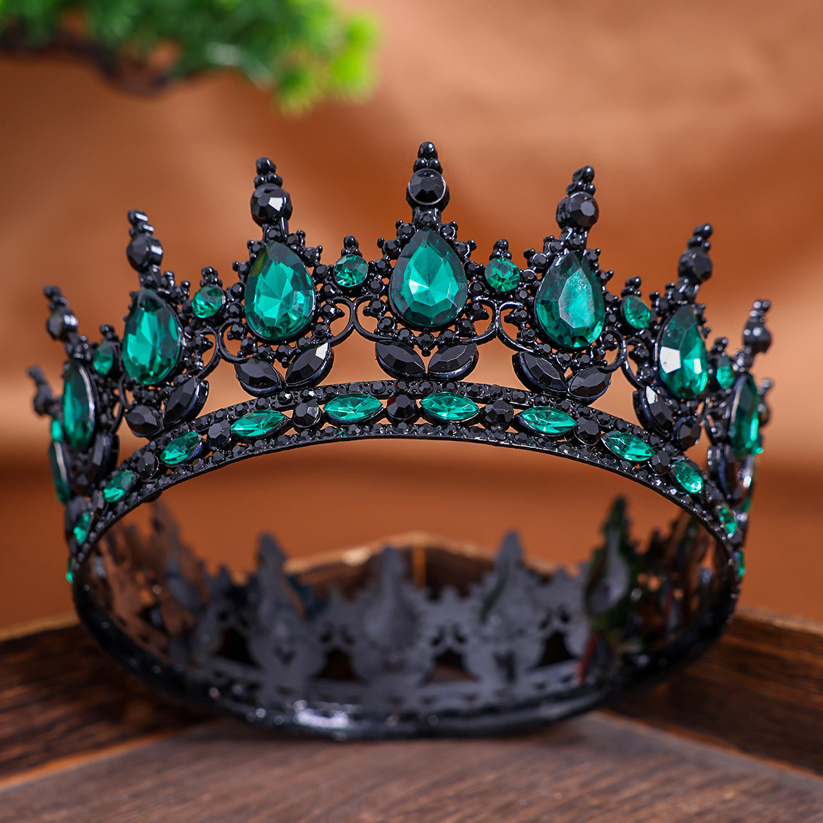 Barokke retro-stijl ronde bruiloft kroon bruids optocht strass kristal tiara's kroon gieten hoofddeksels voor koninginnen en koning