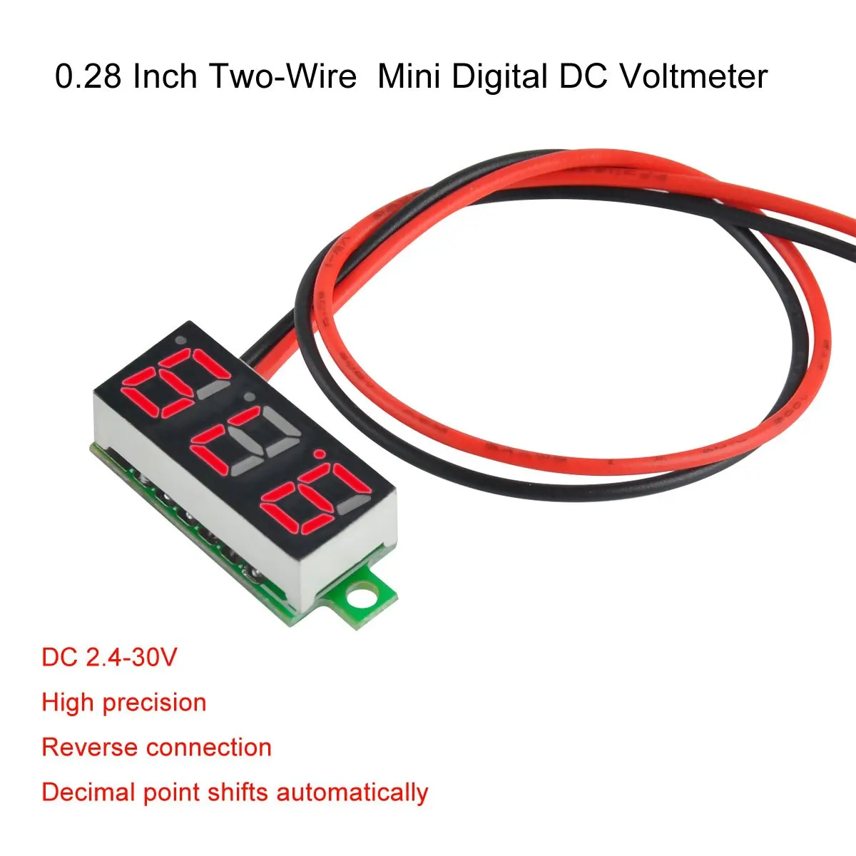 5 Stück Mini Digital DC Voltmeter 0,28 Zoll Zweidraht 2,5 V-30 V Mini Digital DC Voltmeter Spannungsprüfer Meter 5 Farben