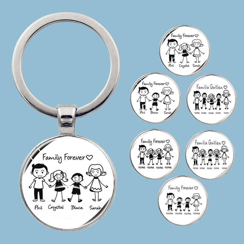 Chaveiro de família fofo para sempre família linda chave de família pingente presente de aniversário batismo lembranças de eventos escolares podem ser personalizados