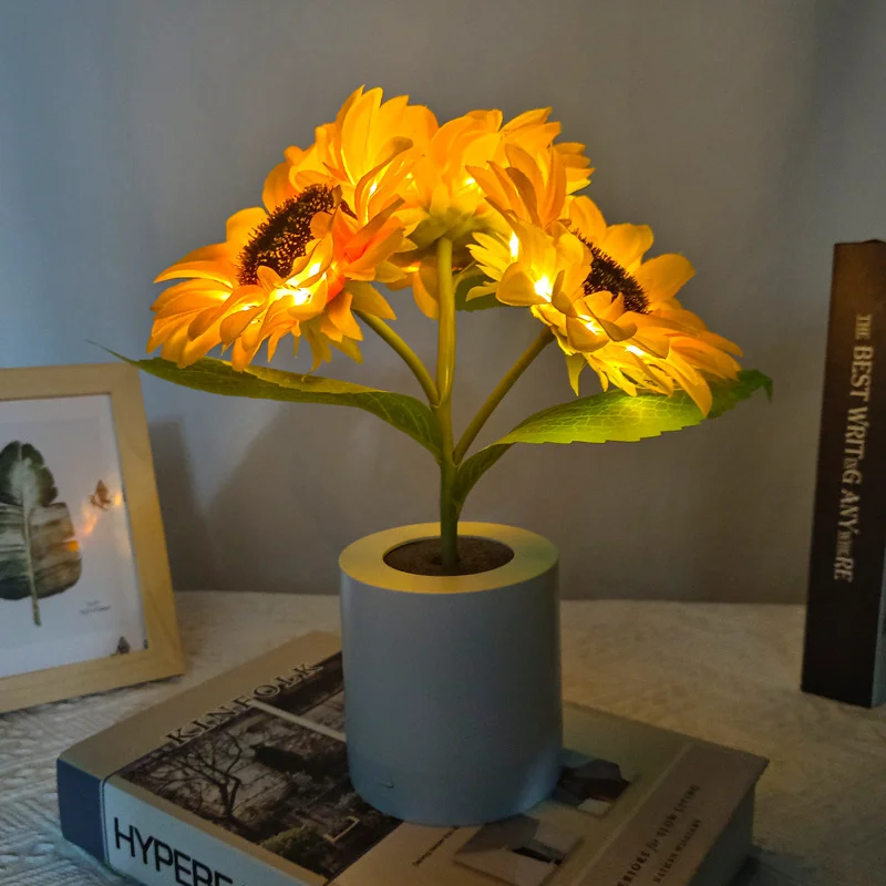 Sunflower Table Lamp LED Nightlight Besides Lamp USB Rechargeable Lamp Light Kids Gift Bedroom Home Party
