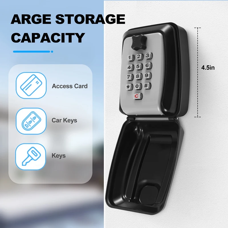 Key Box Wall Mounted Large Key Box Secure Waterproof Outdoor Key Box With 12 Code Rustproof Weatherproof Heavy Duty Key