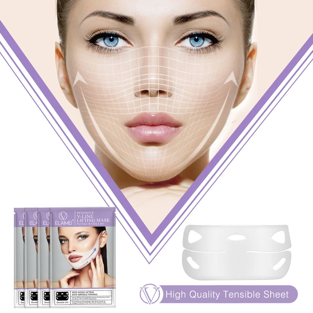 4 ชิ้น V Line Mask หน้ากากคอ Face Lift V Lifting Chin Up Patch ที่มีประสิทธิภาพ Double V Face Lifting และกระชับหน้ากากขายร้อน