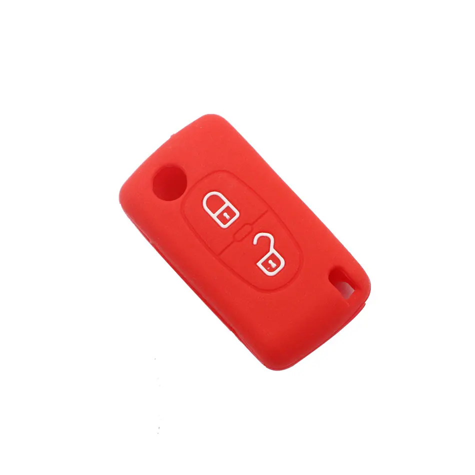 2 Buttons Silicone Car Key Case Cover Flip Remote Car Key Holder Shell Fob for Citroen C2 C3 C4 C8 PEUGEOT 308 207 307 3008 5008