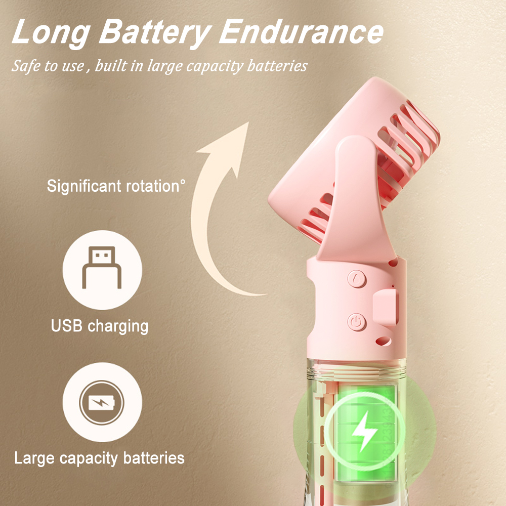 Draagbare Watermistventilator Mini Handheld Ventilator Usb Opladen 4 Snelheden Opknoping Nek Spray Ventilatoren Draagbare Persoonlijke Hand Gehouden Kleine Ventilator