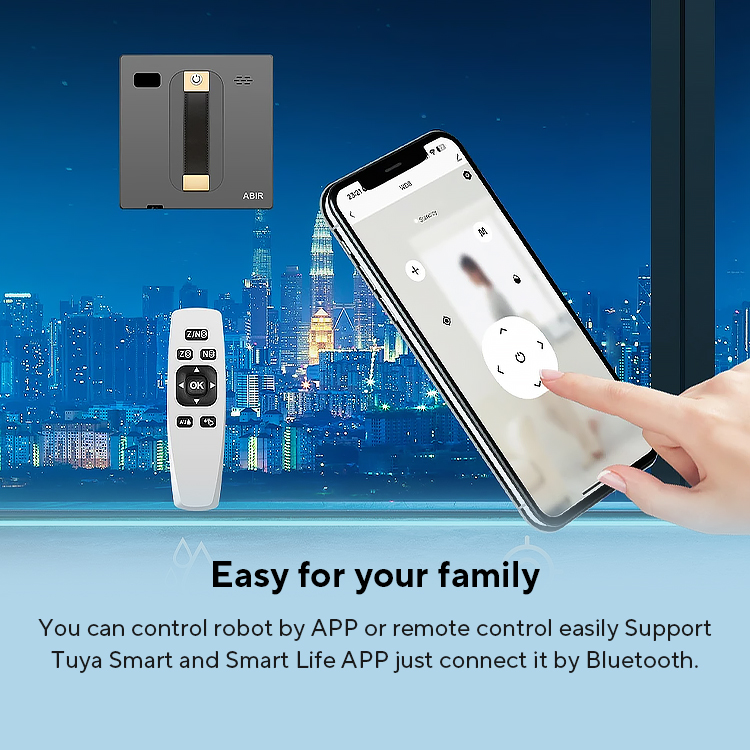 ロボット窓掃除機 ABIR WD8、デュアル水スプレー、スマートメモリ、高真空吸引、レーザーセンサー、家庭用壁ガラス掃除ロボット
