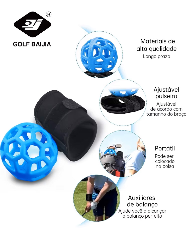 Treinador de balanço de bola inteligente de golfe, equipamento de bola de auxílio para treinamento de golfe portátil, treinamento de correção de postura de bola inteligente para iniciantes