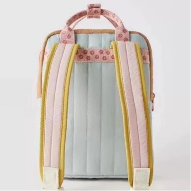 Mochila de compras impressa infantil personalizada, acessórios pendurados de girassol fofos e divertidos, mochila bloqueada por cores