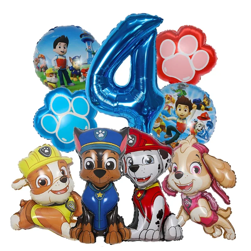 9 ชิ้นการ์ตูน Paw Patrol Theme ฟอยล์บอลลูนจํานวนบอลลูนเด็กวันเกิดตกแต่งของขวัญเด็ก Party Chase Skye บอลลูน