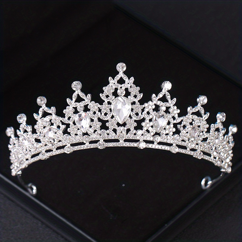 Bruiloft Haar Tiara Kristal Bruids Tiara Kroon Zilver Kleur Diadeem Sluier Tiara Bruiloft Haaraccessoires Hoofddeksels Hoofd Sieraden
