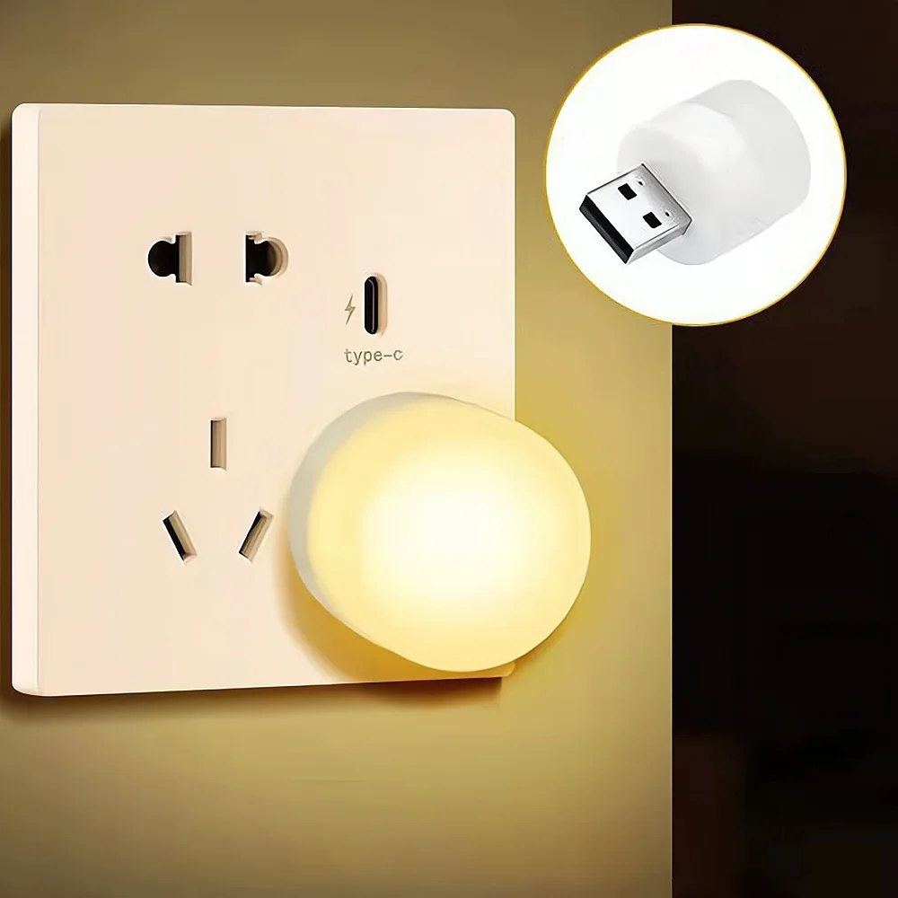 LED Lamp USB Plug Charging Small Book Light Computer Mobile Power  For Round Night Room Dormitory Bedside Eye Protection Reading