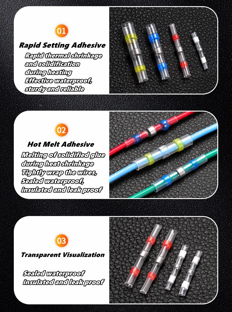 10/50/100 PCS Solder Seal Wire Butt Connectors Welding Ring Heat Shrink Terminal,Waterproof Insulated Electrical Wire Terminals