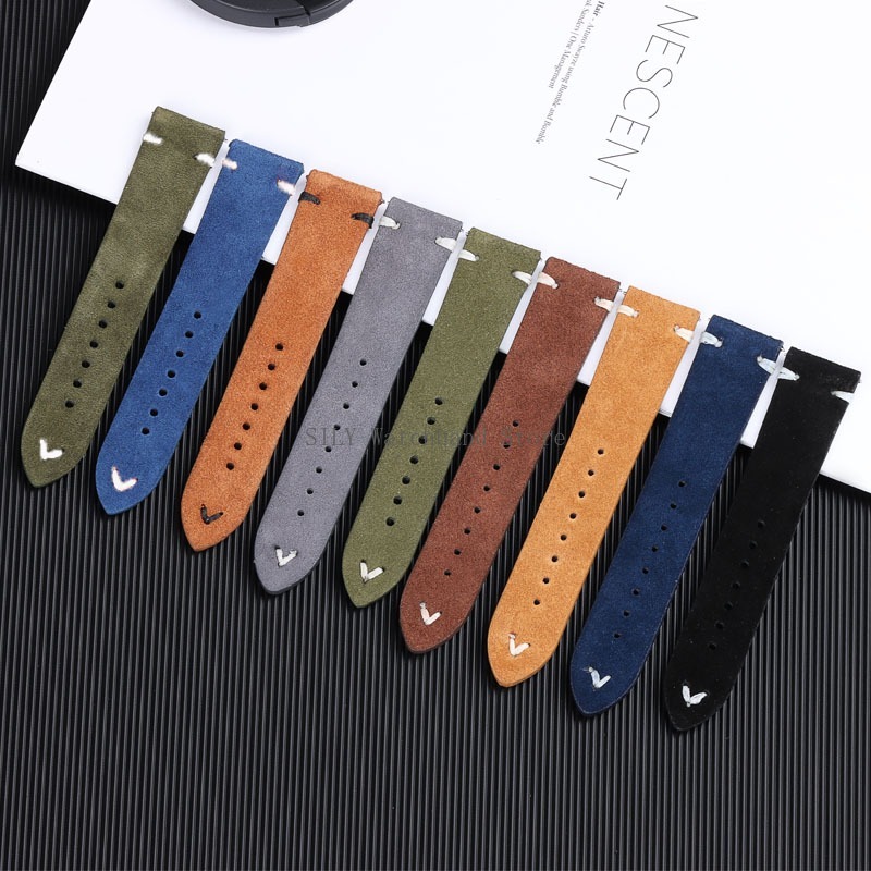 Quick Release Smartwatch Bands 18mm 20mm 22mm Universal Suede Leather Vintage Straps Soft Wristbelt High Quality Sport Bracelets