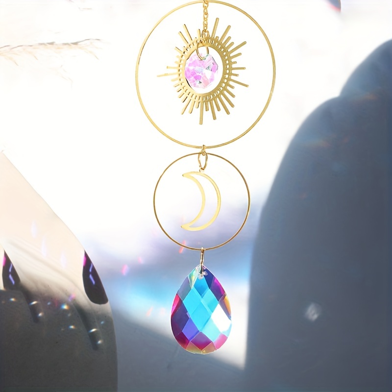 1pc cristal suncatcher artesanato decorativo ab cor bola de cristal lua sol pingente cristal decoração do jardim
