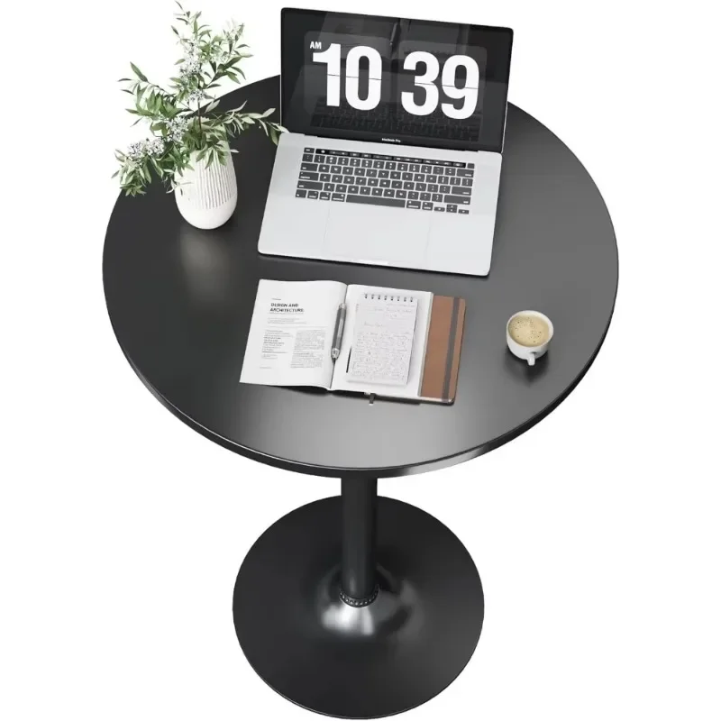 Round Bistro Pub Table 4 Pack Modern Style Metal Base MDF Top Cocktail Bar Table Counter Bar Height for Pub, Dining Room