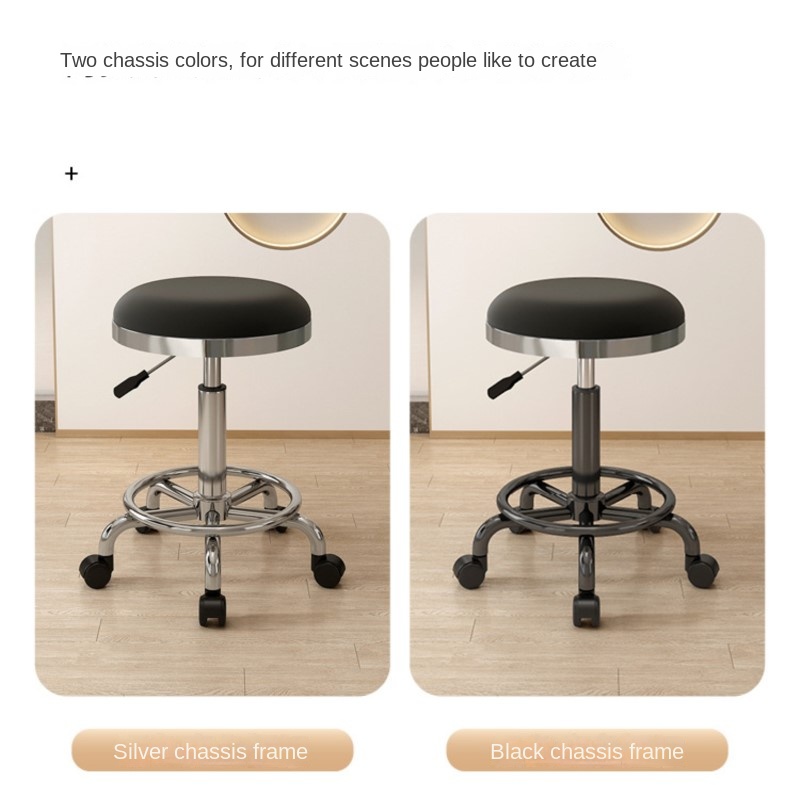 Taburete de salón de belleza, polea giratoria, taburete redondo de elevación, taburete de maquillaje, peluquería, arte de uñas, silla de peluquería, taburete de Bar, muebles