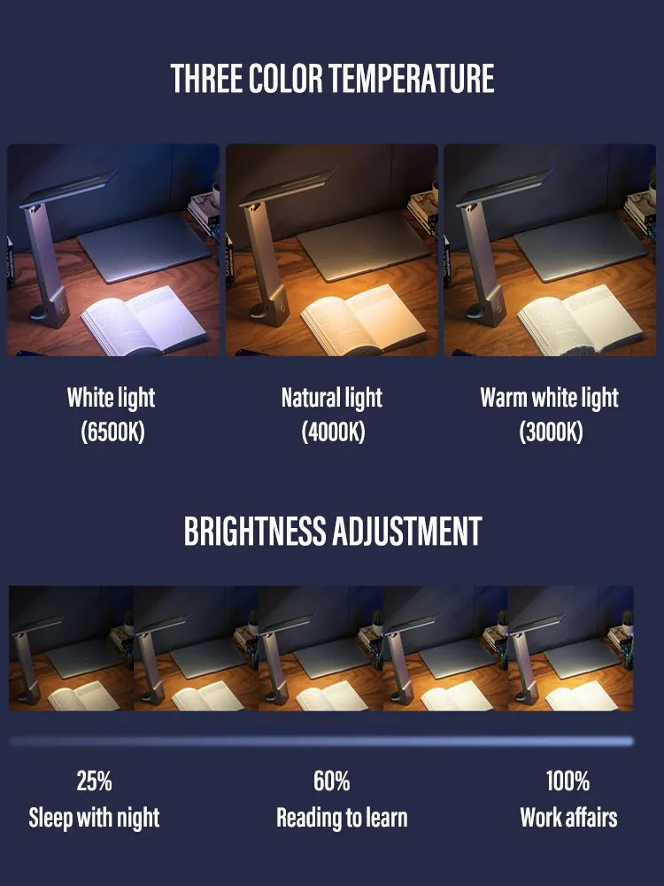 Lampada da scrivania pieghevole a LED ricarica USB Touch Control dimmerabile Desktop protezione per gli occhi lettura studio lampada da comodino per camera da letto dell'ufficio