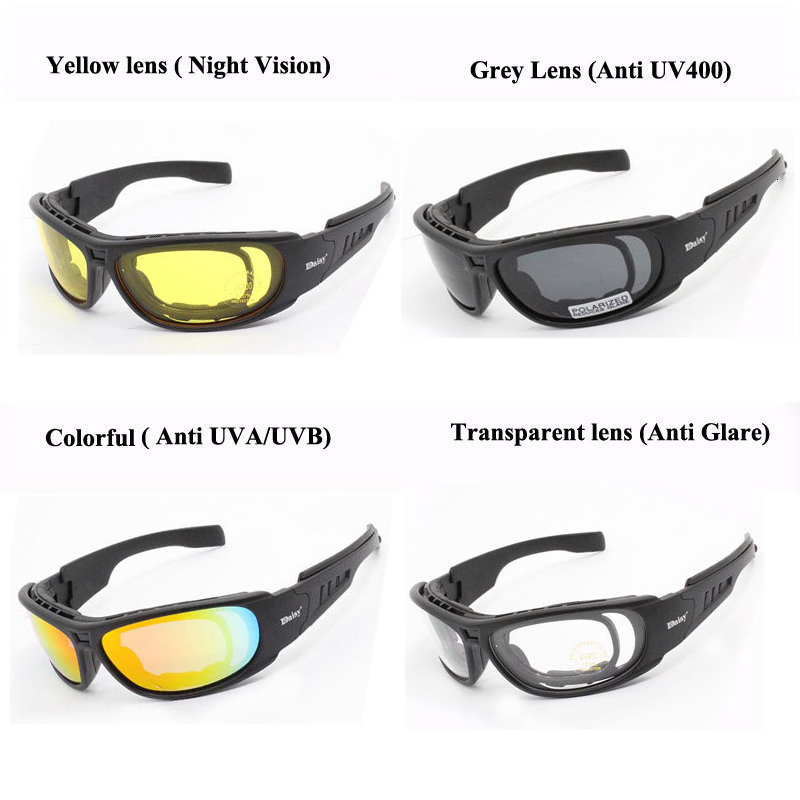 Daisy C6 Polarisierte Brille CS Army Taktische Motorrad Jagd Schießen Airsoft Kugelsichere Militär-C5-Brille mit 4-Linsen-Kit