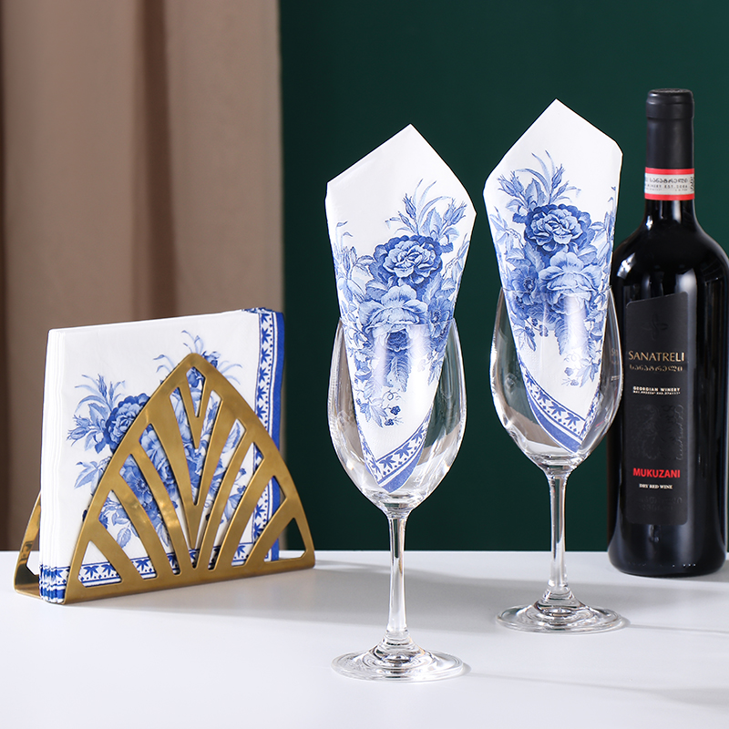 10/20pcs/Pac 33*33cm 2-Ply 새로운 중국어 다채로운 냅킨 파란색 인쇄 종이 냅킨 웨딩 종이 나비 뼈 바트 종이