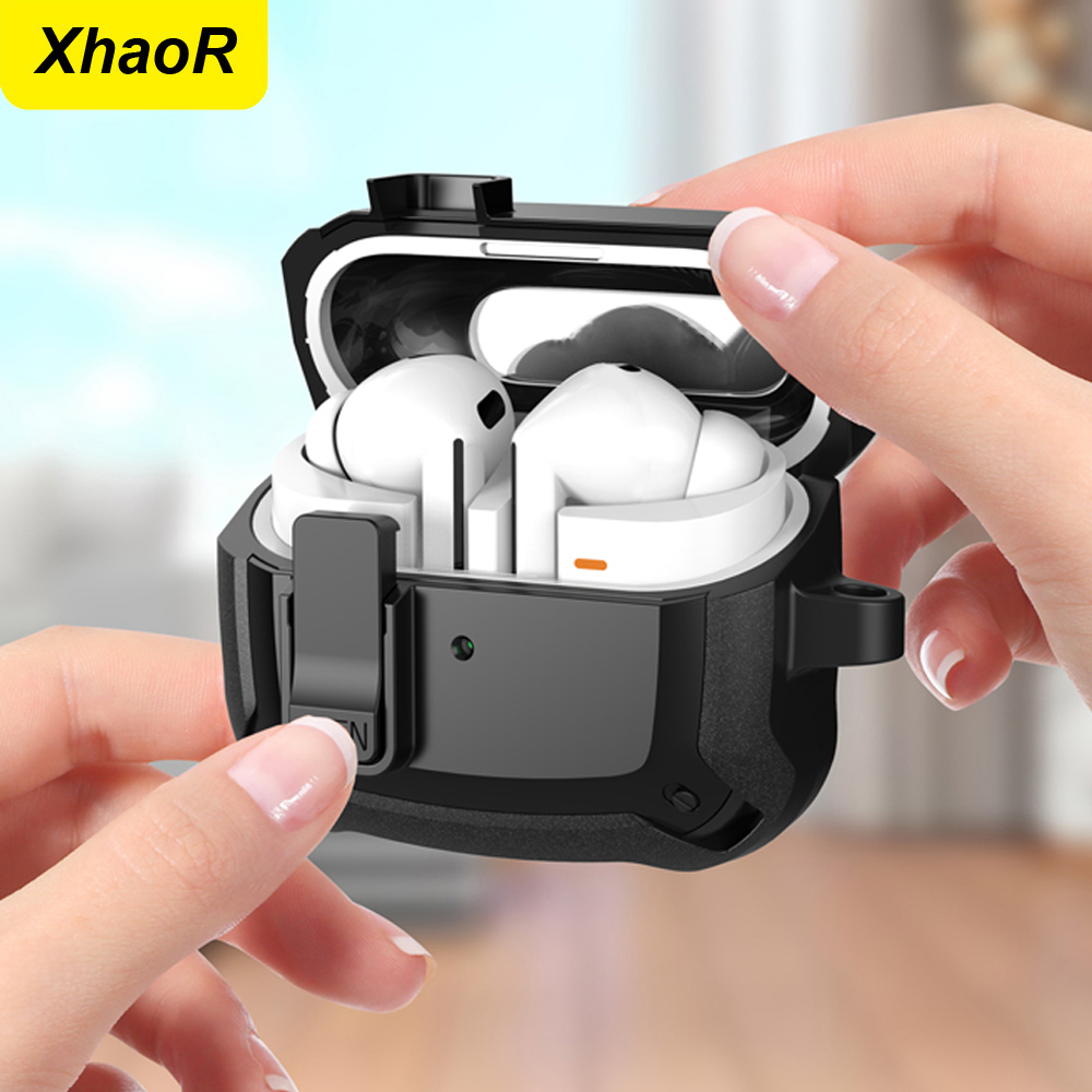 Sicherheitsschloss-Abdeckung für Samsung Galaxy Buds 3 Pro Buzz 3 Pro Schutzhülle, stoßfeste Funda für Samsung Buds 3 Hülle mit Haken