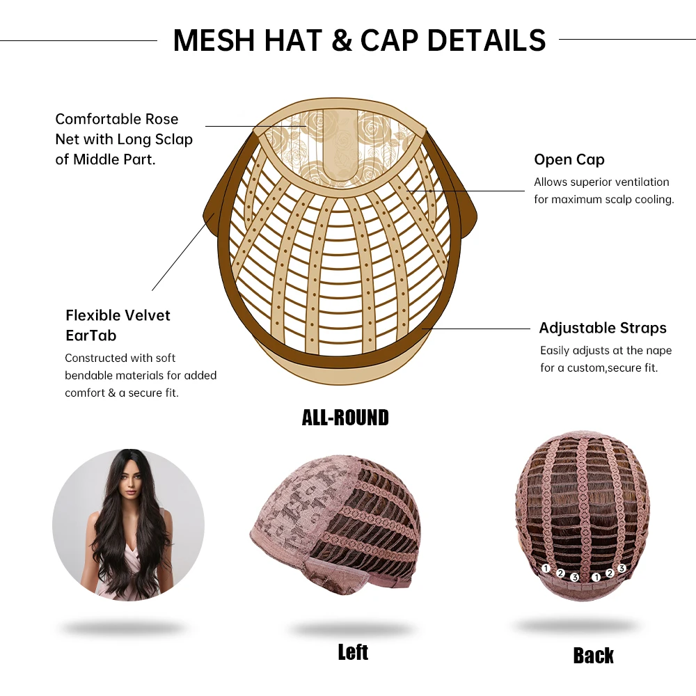 Lange gewellte synthetische Perücken für schwarze Frauen, dunkelbraune Perücke, natürlicher Mittelscheitel, gewellt, tägliches Cosplay-Haar, hitzebeständig