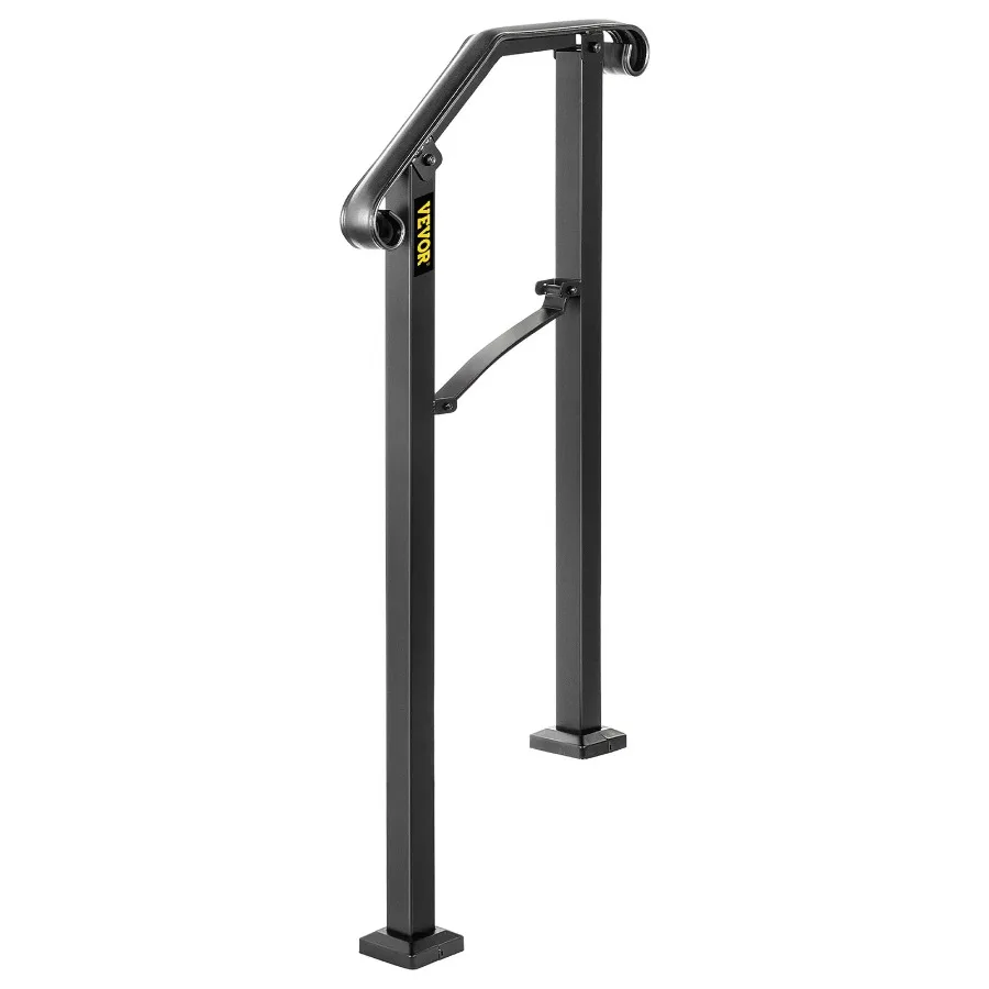 Handrails for Outdoor Steps Fit 1 or 2 Steps Outdoor Stair Railing Arch#1 Wrought Iron Handrail Flexible Porch Railing Black T