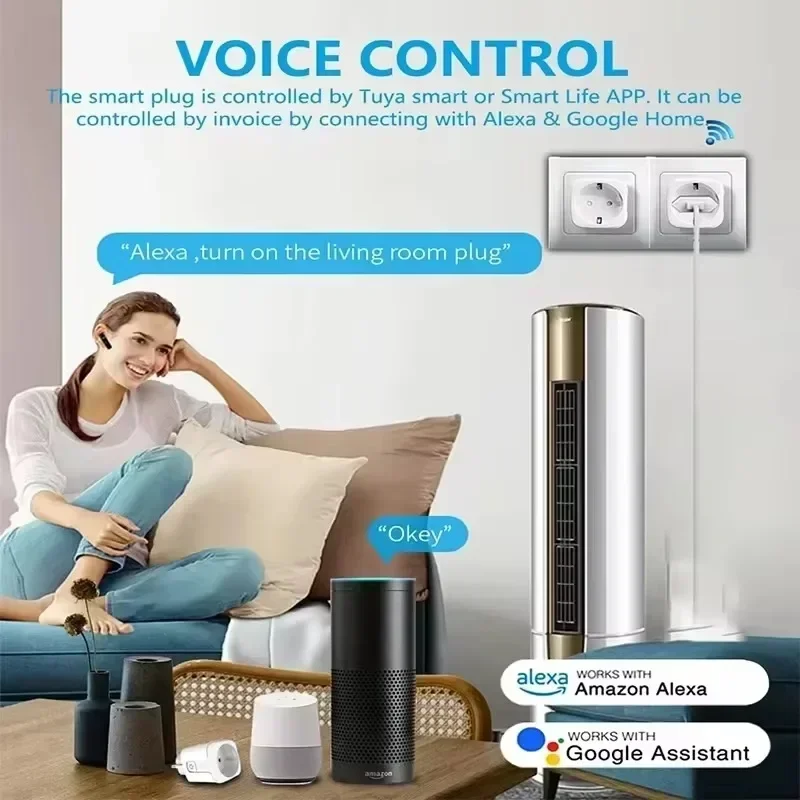 Tuya wifi tomada inteligente 20a interruptor de monitor de energia 16a tomada inteligente plugue da ue com função temporização vida inteligente suporte alexa google casa