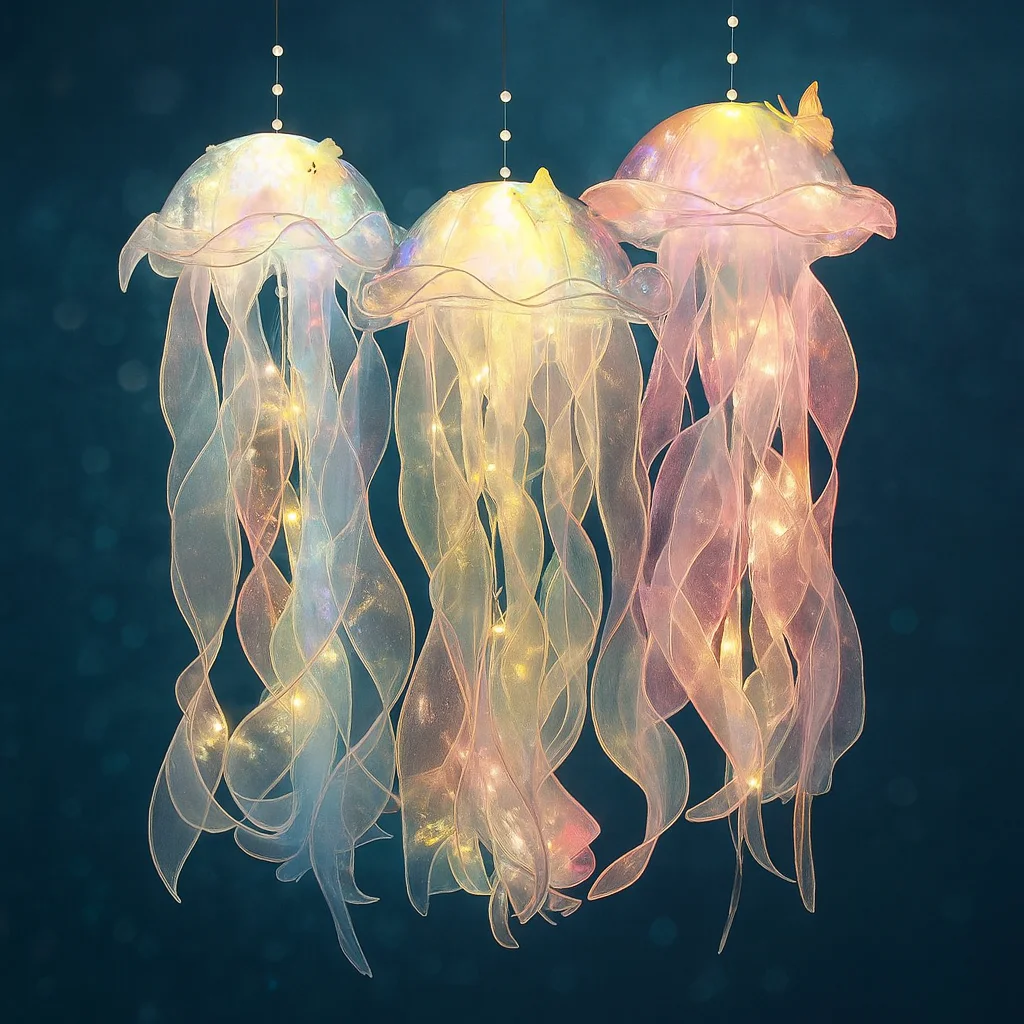 Lampe LED suspendue en forme de méduse dégradée, veilleuse colorée faite à la main, pour décoration intérieure et extérieure de jardin, Festival