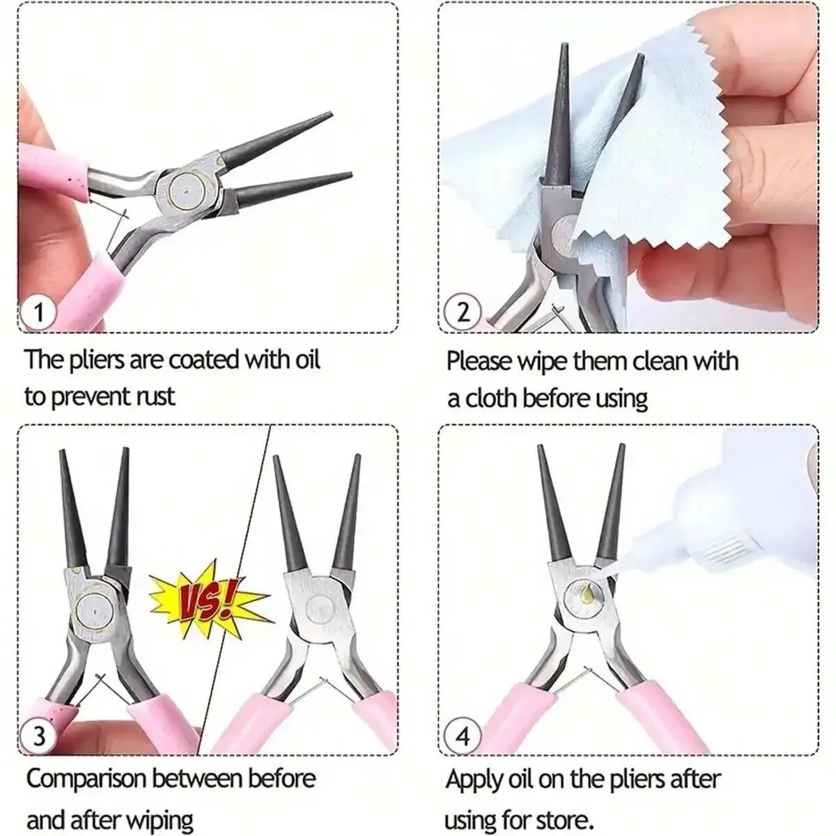 3개 쥬얼리 제작 펜치 세트 - 바늘 코, 체인 코, 둥근 코 및 와이어 커터 - 쥬얼리 수리, 와이어 포장에 적합