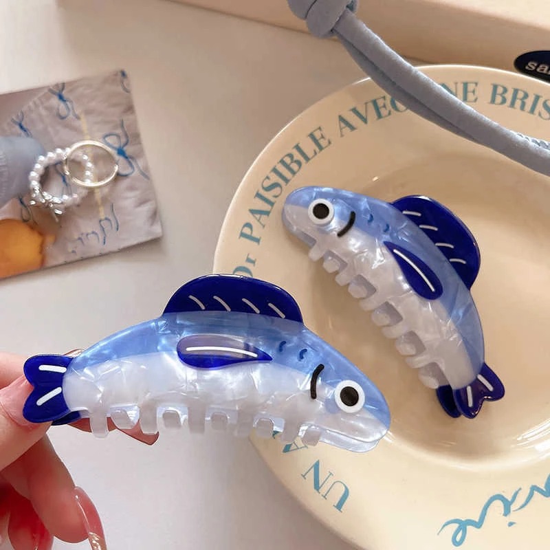 1pc Nieuwe creatieve oceaan sardine clip haarclip leuke textuur haai clip paardenstaart clip haarversieringen vrouwelijk