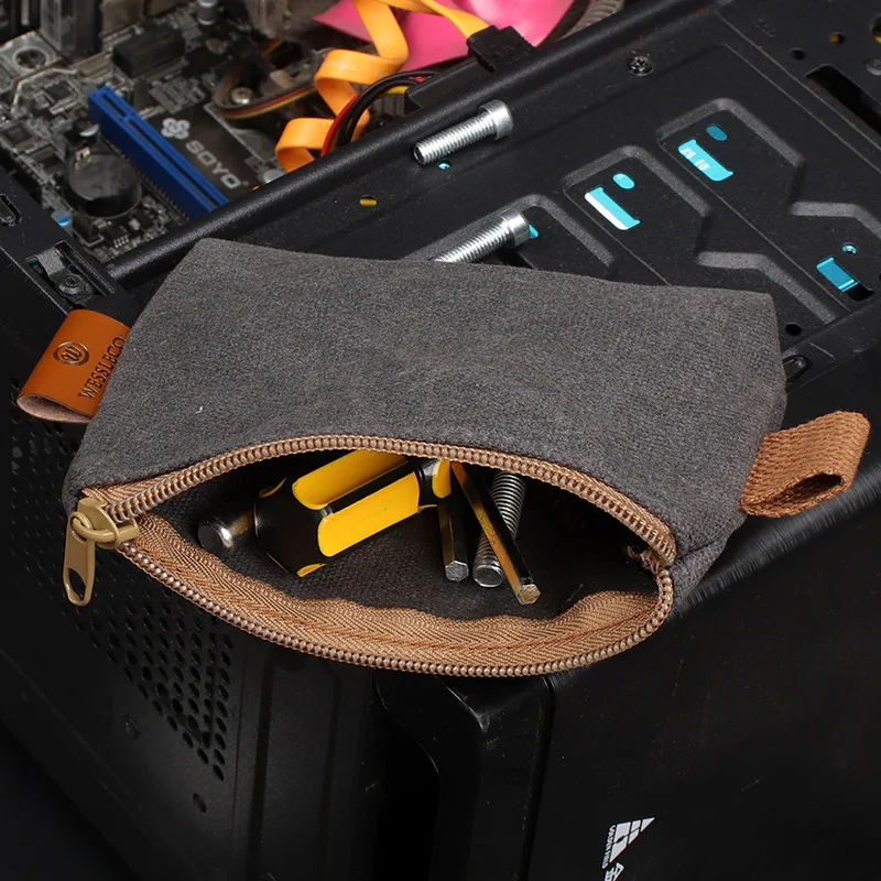 Portable wet waxed canvas Tool Bag Waterproof Hardware Storage Bags Multi-function Small Tool Bag High Quality Organizer