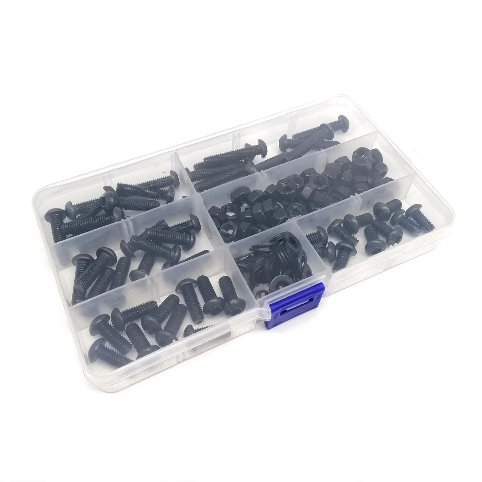 M1.6 M2 M2.5 M3 M4 M5 M6 M8 Black Grade 10.9 Steel Hex Hexagon Socket Allen Button Round Head Screw Bolt Nut Assortment Kit Box