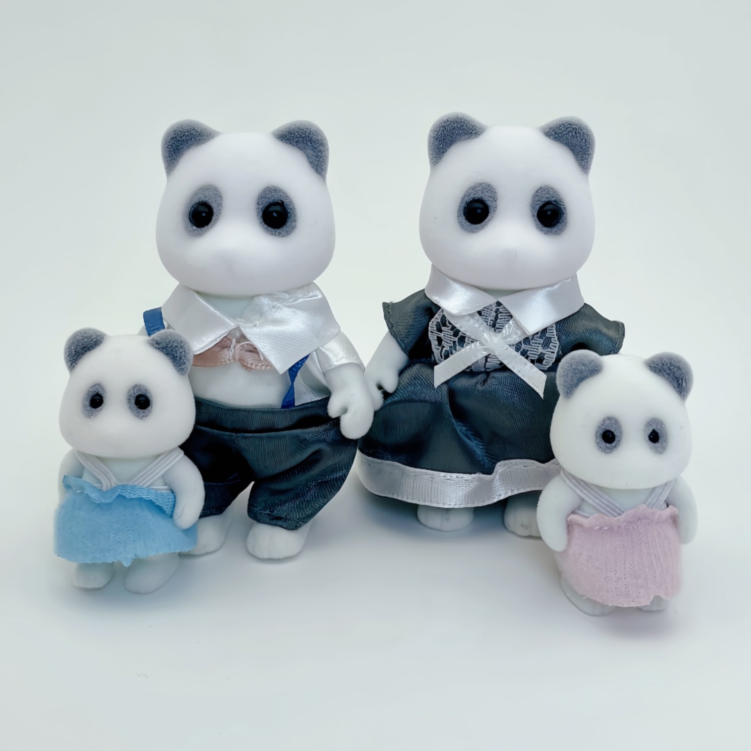 1:12 森の動物家族ミニウサギクマパンダ人形女の子ままごと人形セット森の家族ヴィラ家具セットおもちゃ