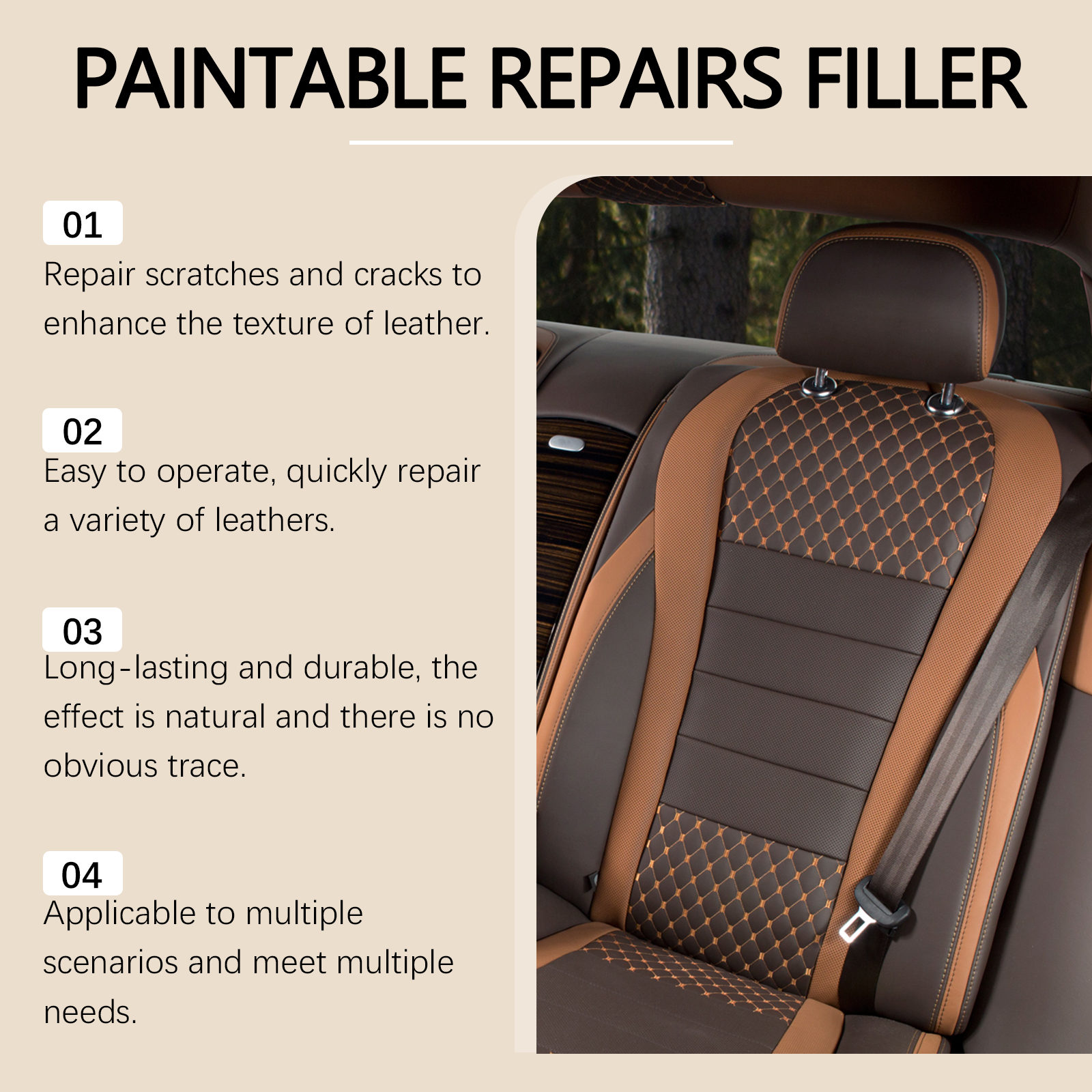 Professionele lederen reparatiepastavulset voor krassen, sneden en gaten, autostoel, bank, meubelrestauratie, permanente pasta