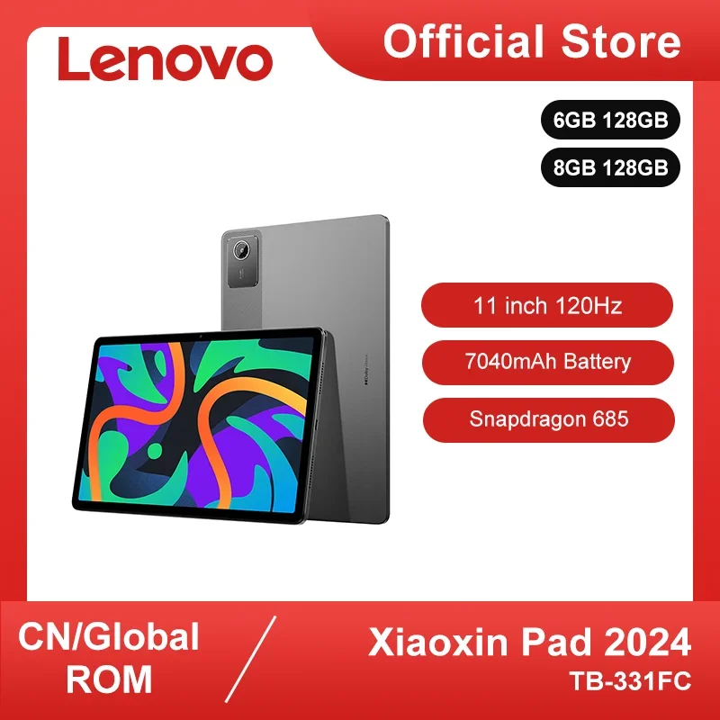 Lenovo xiaoxin pad 2024 tablet firmware global 6 / 8gb 128gb qualcomm snapdragon 685 octa core 11 "tela gps wifi android guia