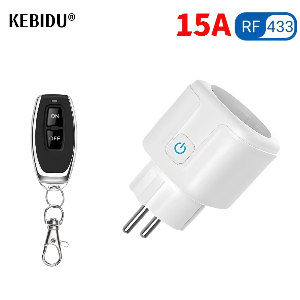 Interruptor de Control remoto inalámbrico de 433Mhz AC220V 15A EU FR enchufe estándar enchufe eléctrico tomas de corriente para luz de hogar inteligente